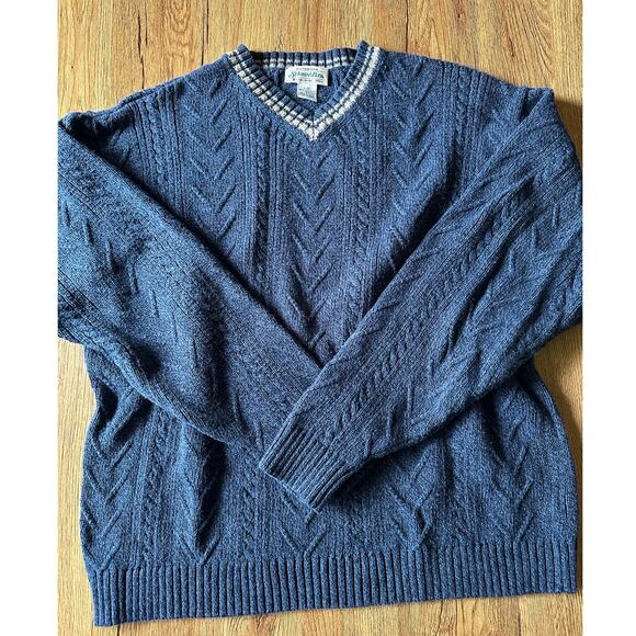 St. John's Bay Vtg Blue Chunky Cable Knit Sweater Size Large - Picture 1 of 5